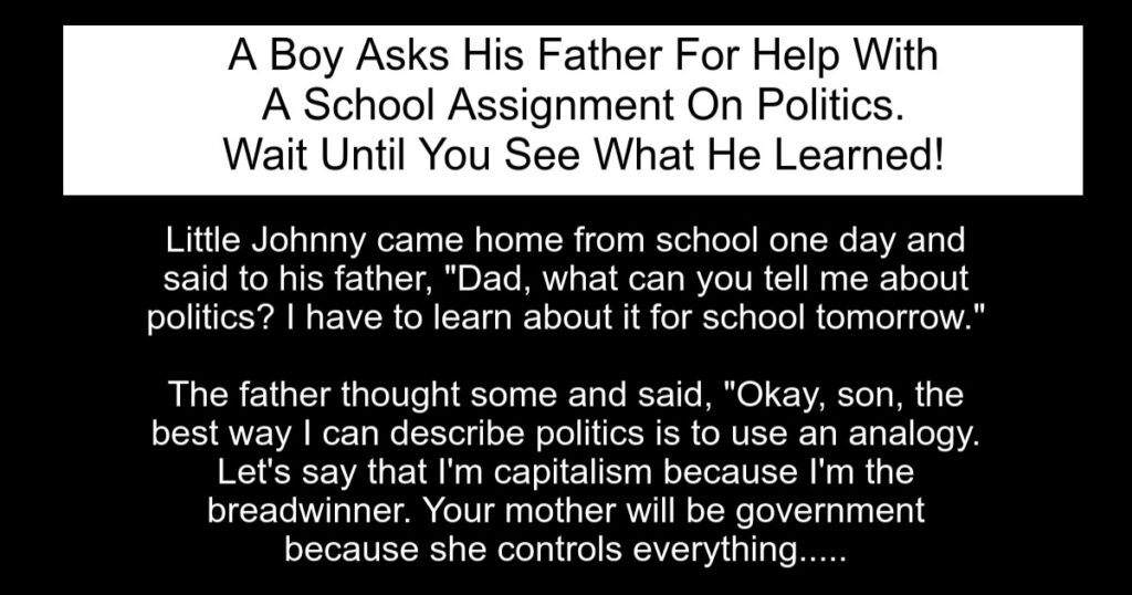 Boy Asks His Father For Help With A School Assignment On Politics.