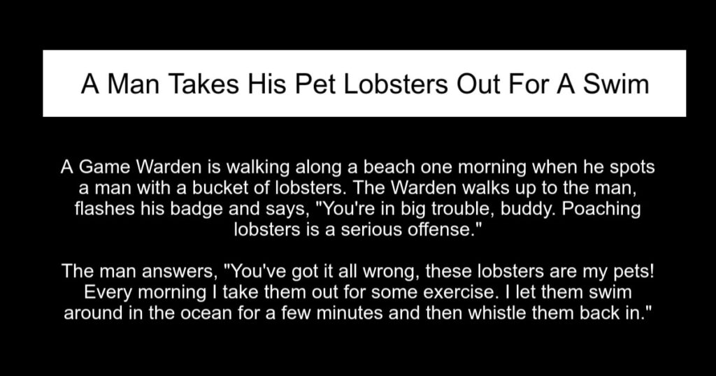 A Man Takes His Pet Lobsters Out For A Swim
