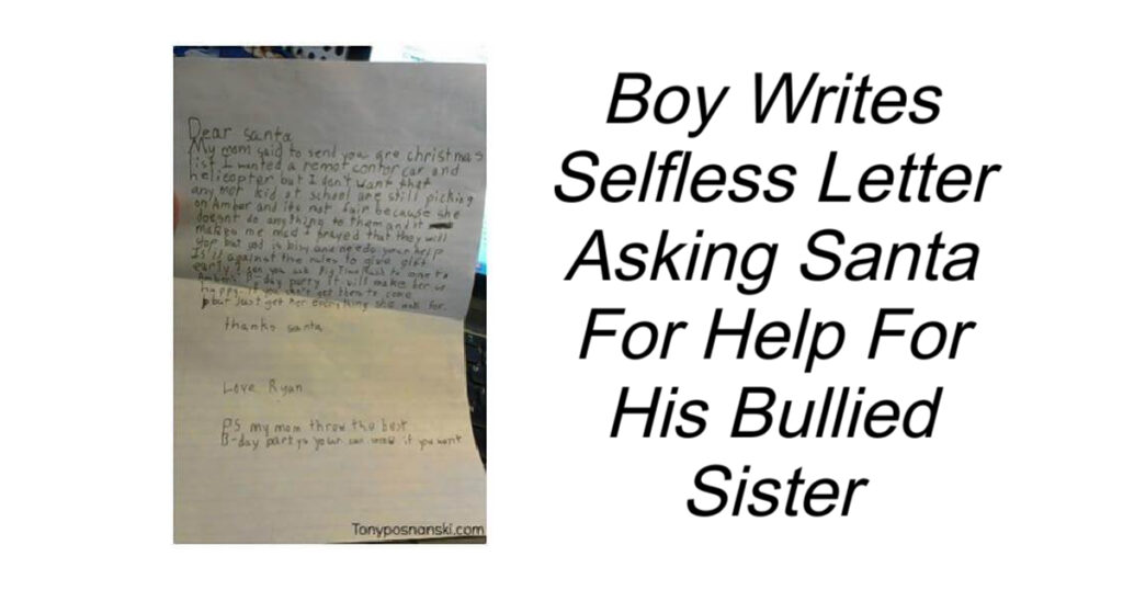 Boy Writes Selfless Letter Asking Santa For Help
