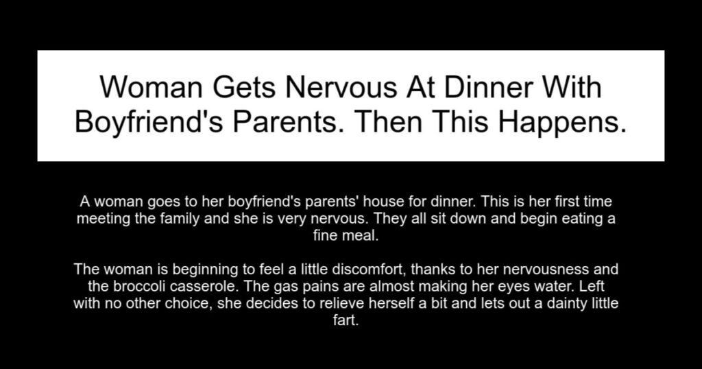 Woman Gets Nervous At Dinner