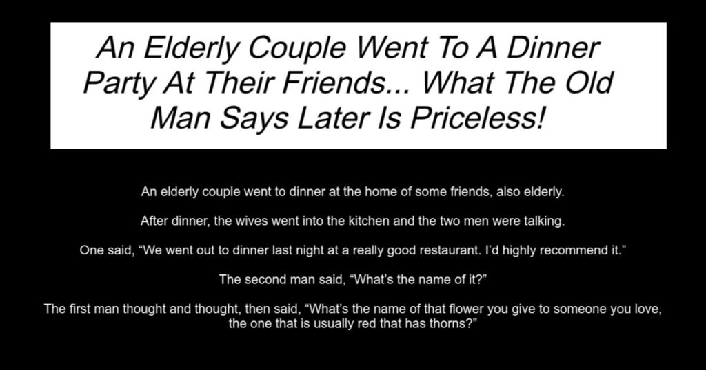 Elderly Couple Went To A Dinner Party