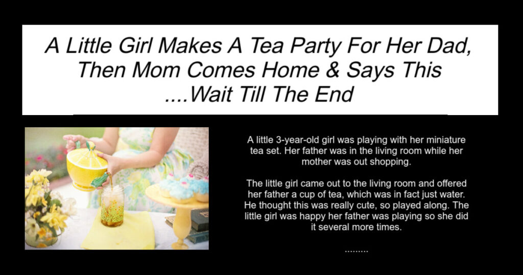 A Little Girl Makes A Tea Party For Her Dad