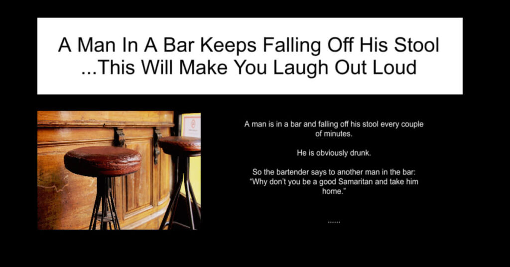 A Man In A Bar Keeps Falling Off His Stool