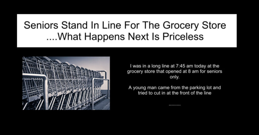Seniors Stand In Line For The Grocery Store