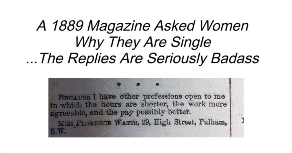 A 1889 Magazine Asked Women Why They Are Single