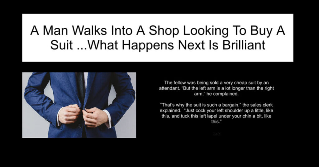 A Man Walks Into A Shop Looking To Buy A Suit