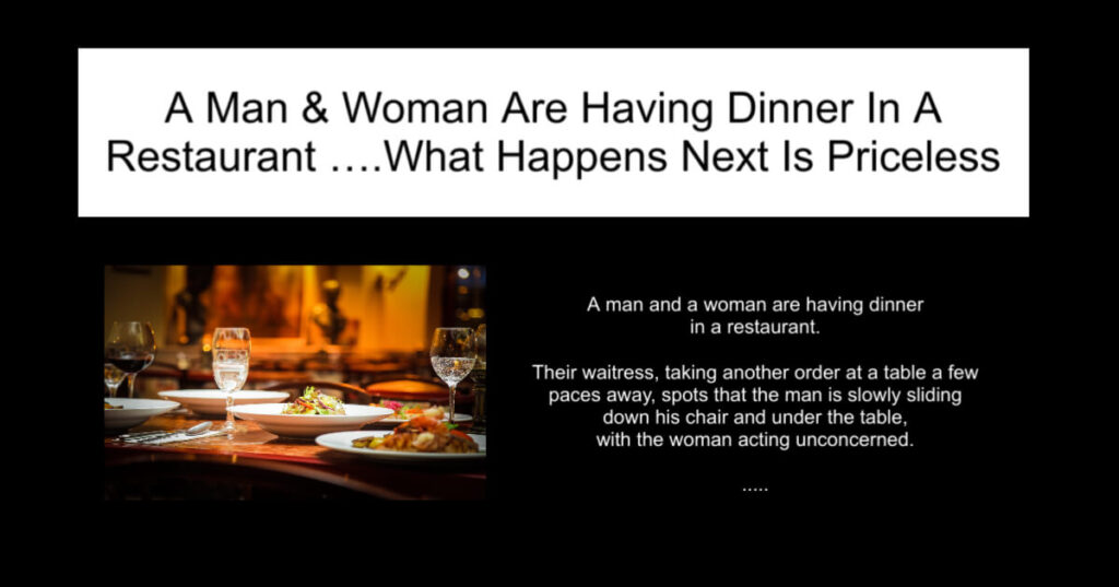 A Man & Woman Are Having Dinner In A Restaurant
