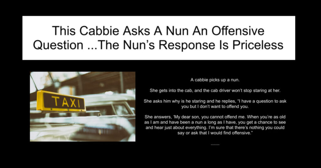This Cabbie Asks A Nun An Offensive Question