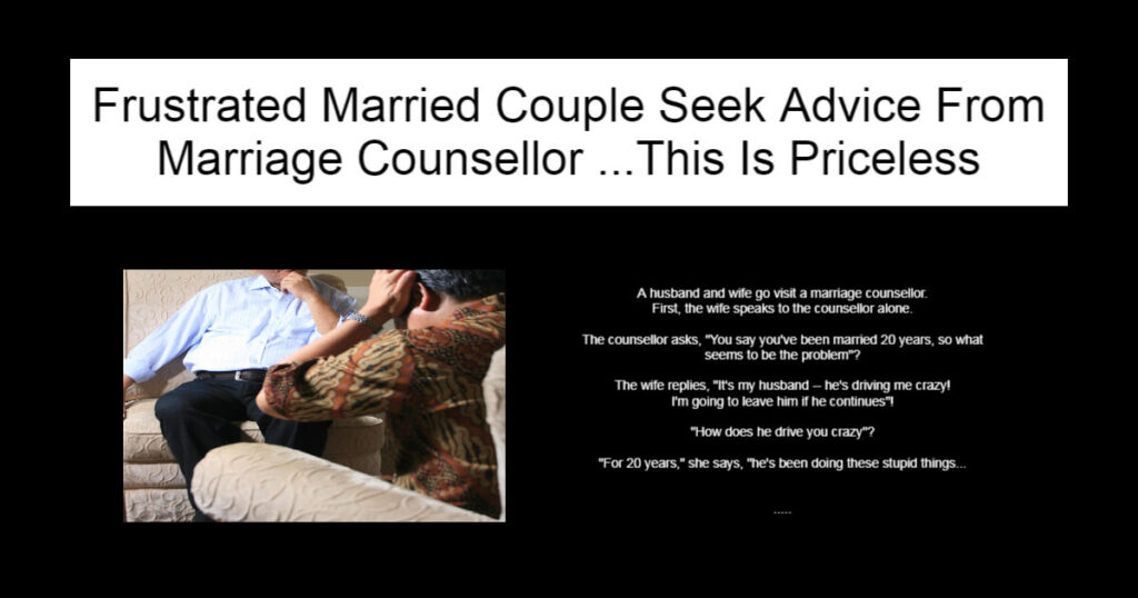 Frustrated Married Couple Seek Advice The Marriage Counsellor