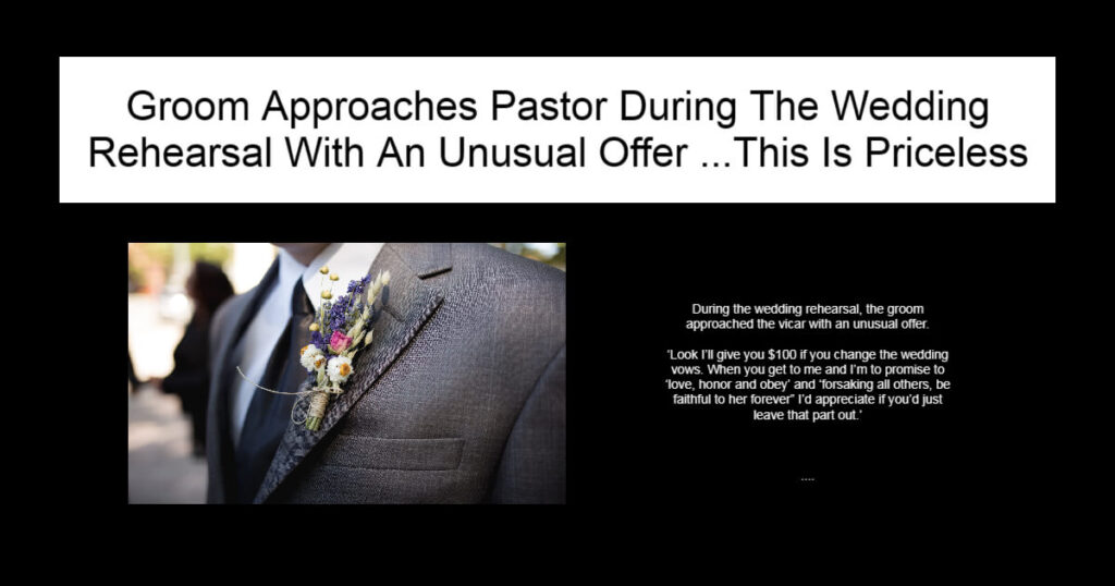 Groom Approaches Pastor During The Wedding Rehearsal