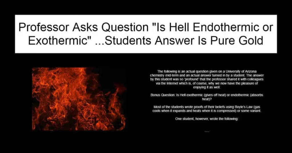 Professor Asks Question Is Hell Endothermic or Exothermic
