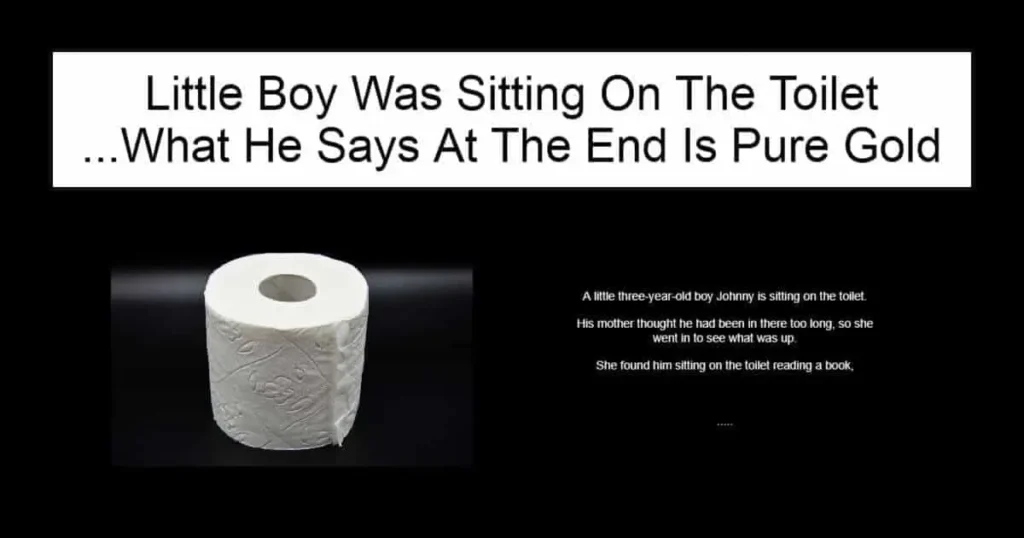 Little Boy Was Sitting On The Toilet