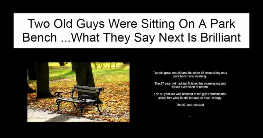 Two Old Guys Were Sitting On A Park Bench
