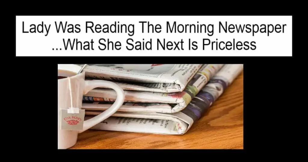 Lady Was Reading The Morning Newspaper