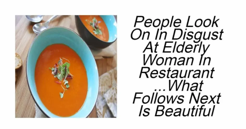 People Look On In Disgust At Elderly Woman In Restaurant