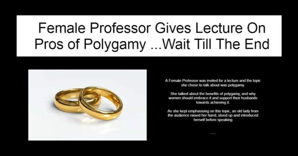 Female Professor Gives Lecture On Polygamy