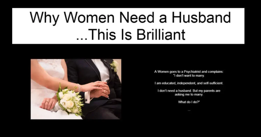Why Women Need a Husband