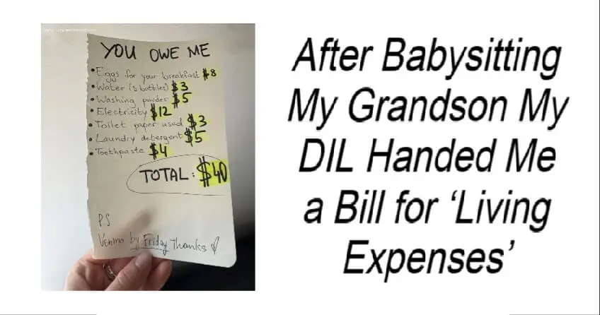 After Babysitting My Grandson My DIL Handed Me a Bill 